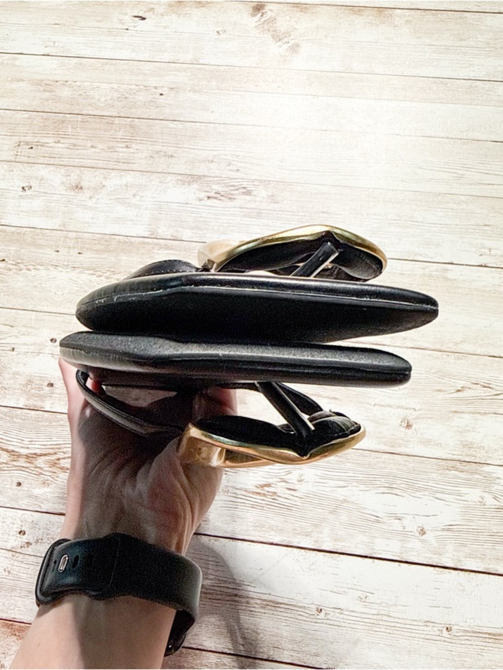 NEW Jeffery Campbell Linques 2 Sandal in Black & Gold Leather Size 9 - Picture 8 of 10